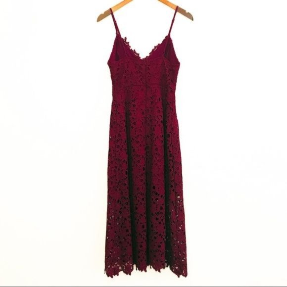 ASTR The Label Lace Crochet Burgundy Wine A Line Midi Dress Size M - Picture 4 of 10